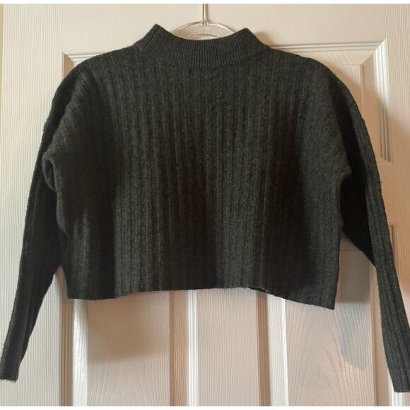Madewell Women’s Mock Neck Crop Green Sweater Size XXL - Picture 7 of 7